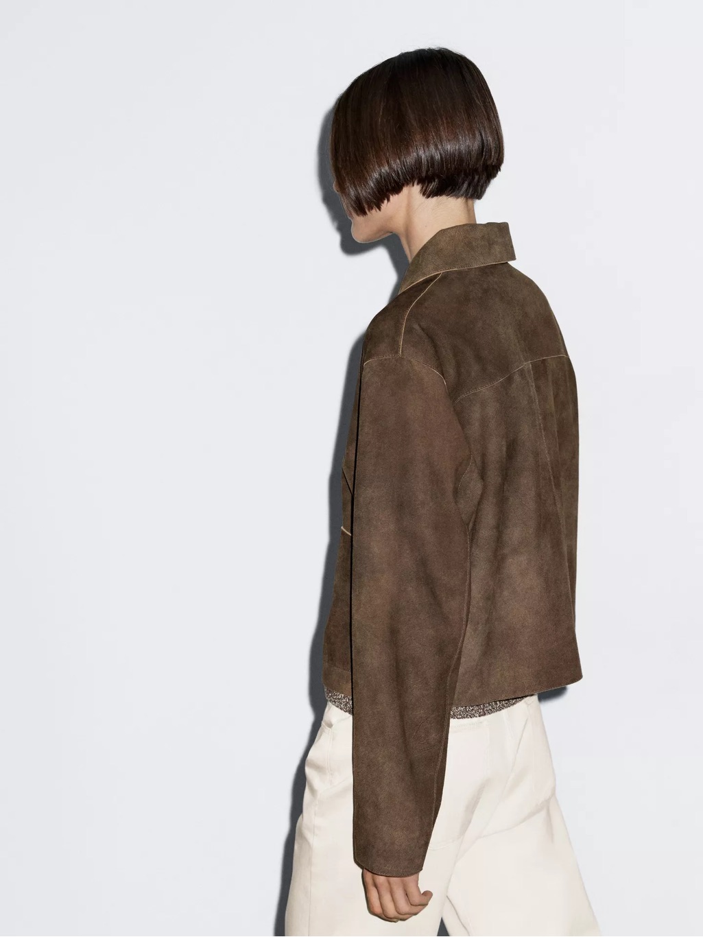 Massimo Dutti Classic Brown Suede Button-Front Jacket — image 5 of 8